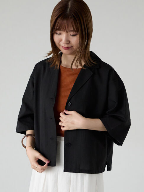 Lugnoncure「【イージーケア】ハーフスリーブ開襟シャツ」|シャツ・ブラウス|ブラック