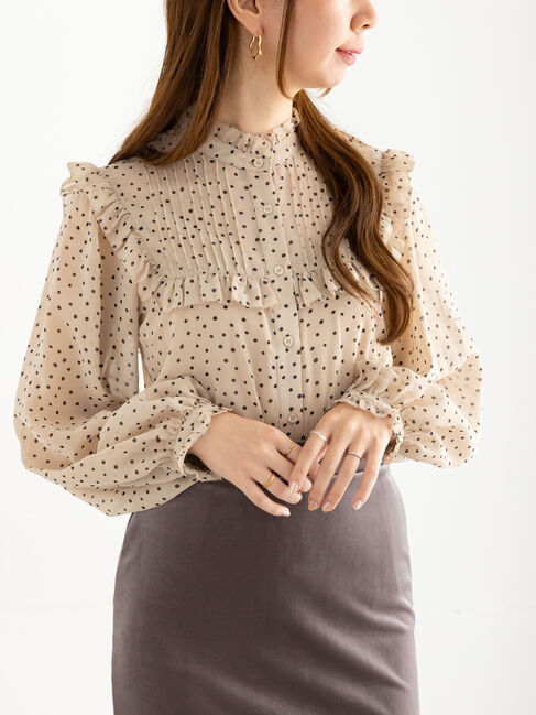Te chichi「パターンアソートシフォンフリルブラウス」|シャツ・ブラウス|ベージュ