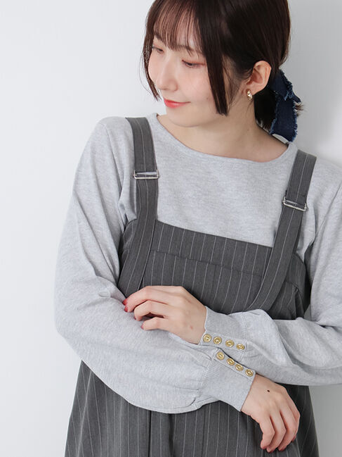 Te chichi TERRASSE「袖口金釦クルーネックニット」|ニット・セーター|