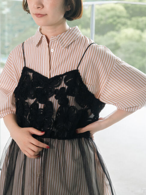 SM2「フラワーシフォンテープチュールキャミソール」|シャツ・ブラウス|ブラック
