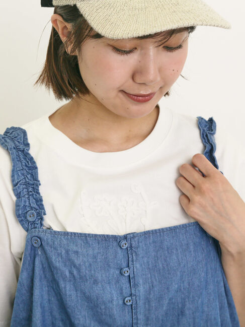 Samansa Mos2「花瓶柄コード刺繍Tシャツ」|Tシャツ・カットソー|