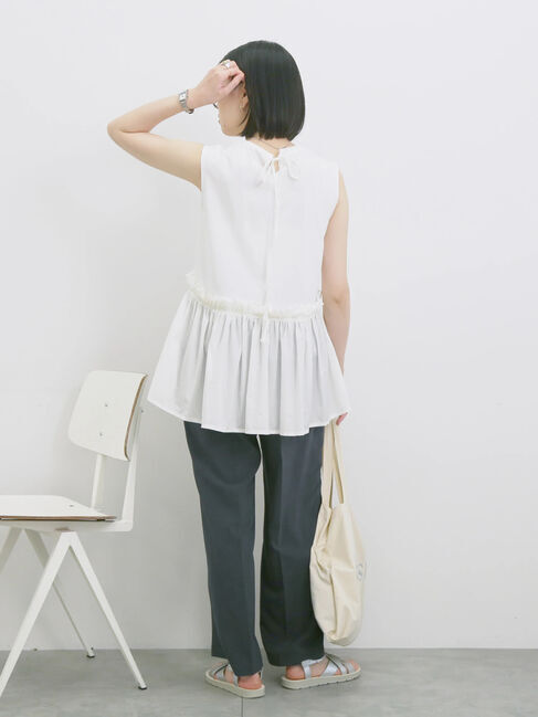 Samansa Mos2 blue「◎【接触冷感】ドッキングノースリーブプルオーバー」|Tシャツ・カットソー|