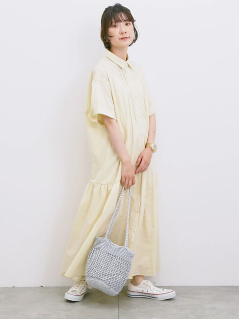 Samansa Mos2 blue「◎サイドギャザーシャツワンピース」|ワンピース|