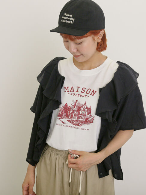 Samansa Mos2「フリルカラーブラウス」|シャツ・ブラウス|ブラック