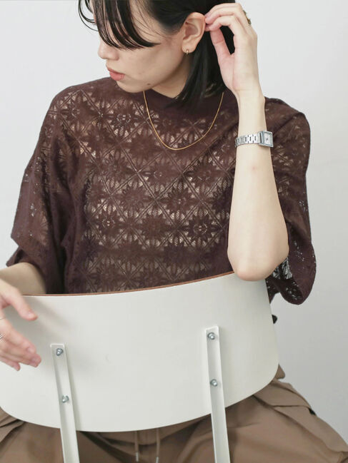 Samansa Mos2 blue「レースTシャツ」|Tシャツ・カットソー|