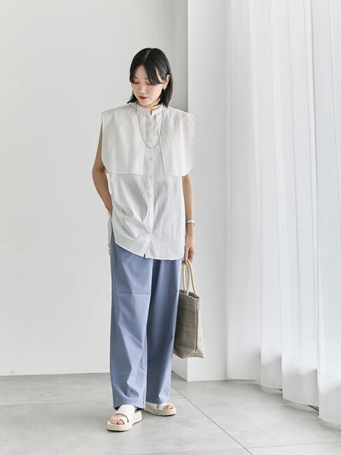 Samansa Mos2 blue「【接触冷感】ワイドイージーパンツ」|その他|