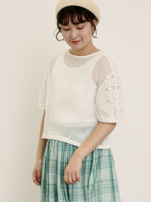 Samansa Mos2「前後2WAYメッシュレースカーディガン」|カーディガン|