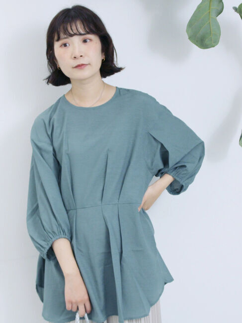 Samansa Mos2 blue「タックブラウス」|シャツ・ブラウス|