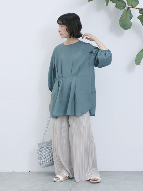 Samansa Mos2 blue「タックブラウス」|シャツ・ブラウス|