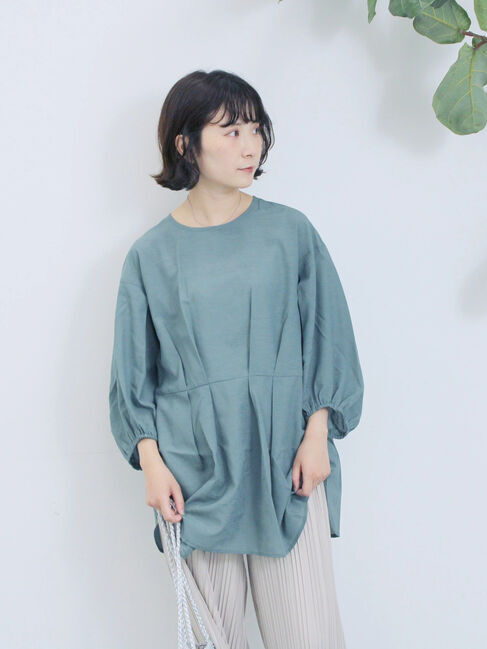 Samansa Mos2 blue「タックブラウス」|シャツ・ブラウス|