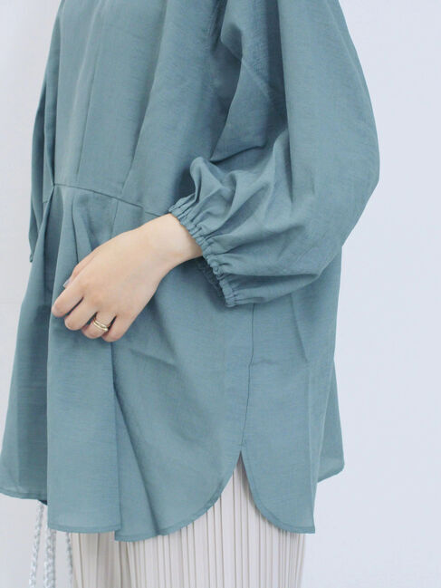 Samansa Mos2 blue「タックブラウス」|シャツ・ブラウス|