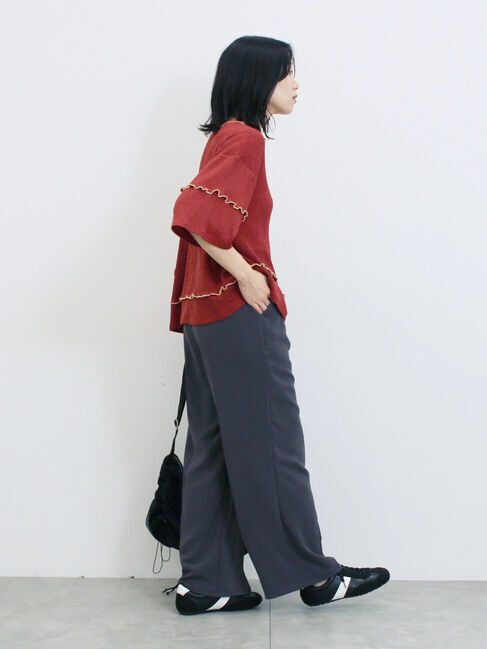 Samansa Mos2 blue「配色メローアソートプルオーバー」|Tシャツ・カットソー|