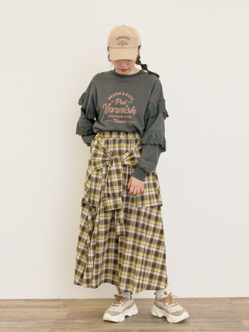 Samansa Mos2「袖フリル切替えスウェット」|Tシャツ・カットソー|