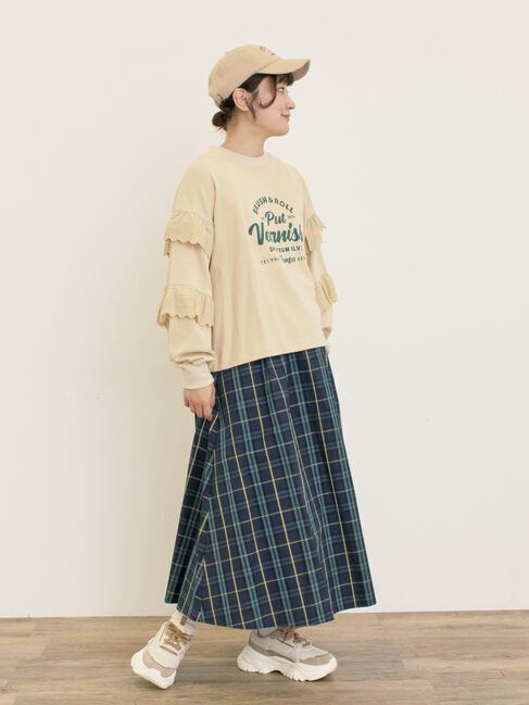 Samansa Mos2「袖フリル切替えスウェット」|Tシャツ・カットソー|