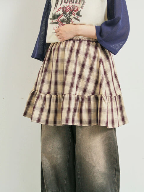 SM2「チェック柄フリルティアードミニスカート」|スカート|