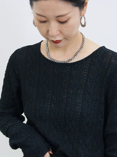 Samansa Mos2 blue「シアーレースロンT」|Tシャツ・カットソー|