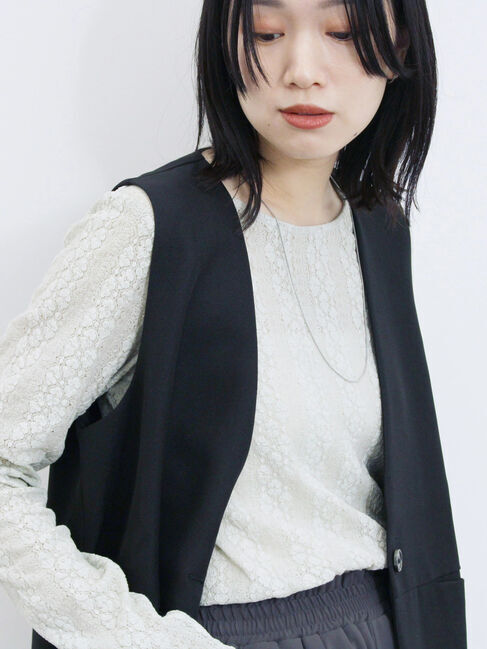 Samansa Mos2 blue「シアーレースロンT」|Tシャツ・カットソー|