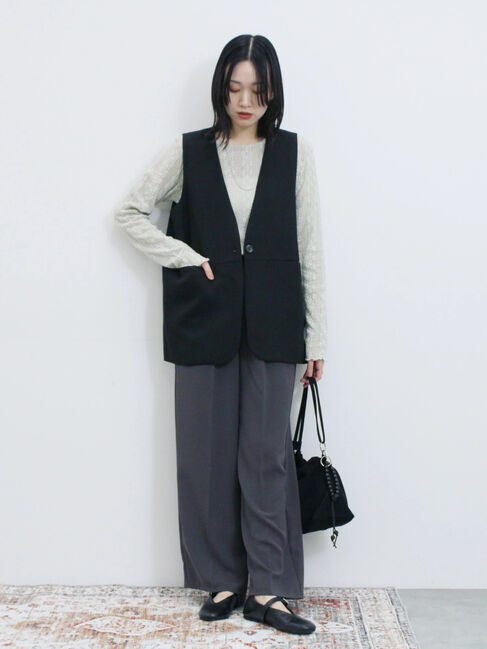 Samansa Mos2 blue「シアーレースロンT」|Tシャツ・カットソー|