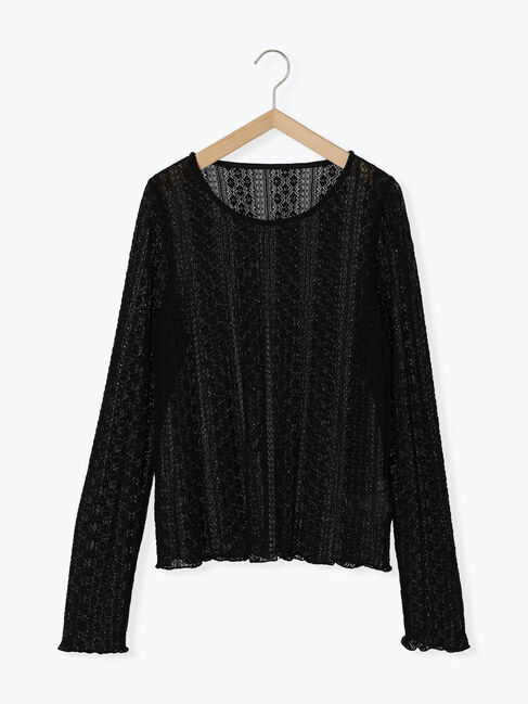 Samansa Mos2 blue「シアーレースロンT」|Tシャツ・カットソー|