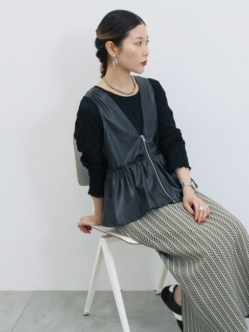 Samansa Mos2 blue「シアーレースロンT」|Tシャツ・カットソー|