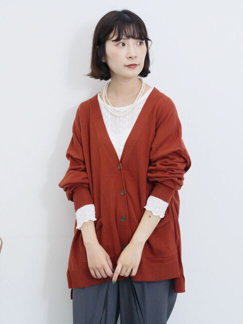 Samansa Mos2 blue「シアーレースロンT」|Tシャツ・カットソー|