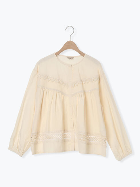 Samansa Mos2「V切替レース前開きブラウス」|シャツ・ブラウス|