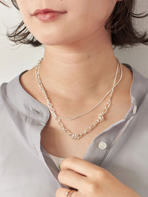 Samansa Mos2 blue「スライドチェーンネックレス」|その他|シルバー