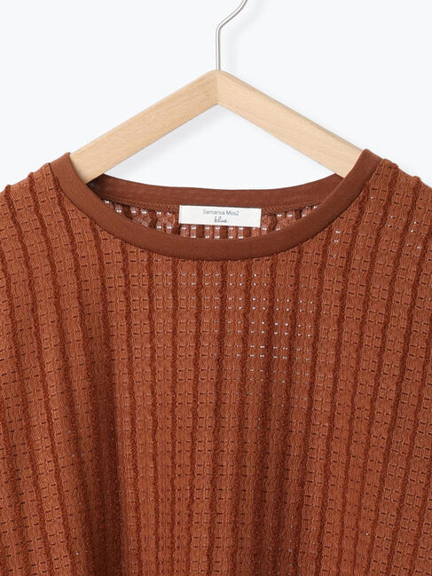 Samansa Mos2 blue「ジャカードボリュームスリーブプルオーバー」|Tシャツ・カットソー|