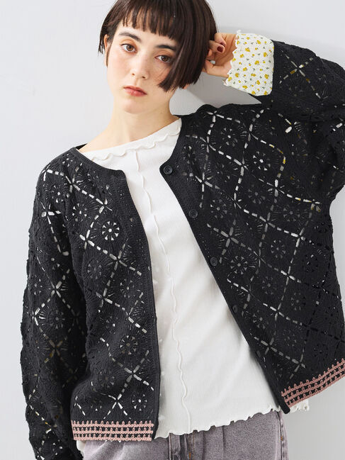 SM2「クロシェ編み風カーディガン」|カーディガン|ブラック