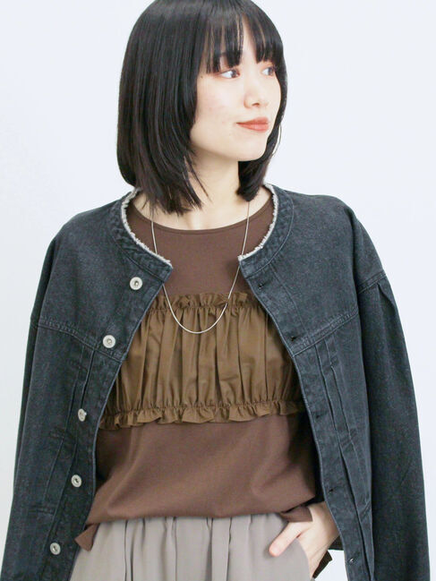 Samansa Mos2 blue「ビスチェドッキングカットソー」|Tシャツ・カットソー|