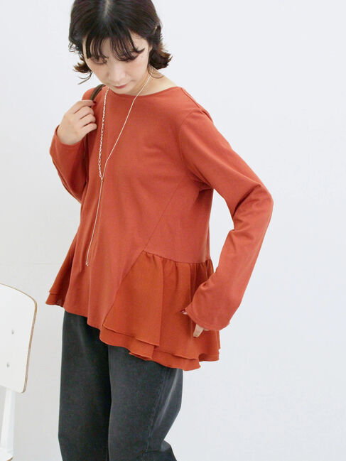 Samansa Mos2 blue「ペプラムドッキングカットソー」|Tシャツ・カットソー|