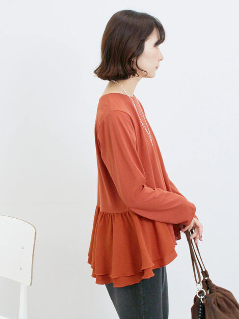 Samansa Mos2 blue「ペプラムドッキングカットソー」|Tシャツ・カットソー|