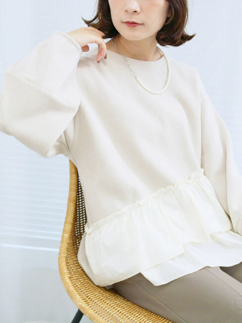 Samansa Mos2 blue「ペプラムドッキングプルオーバー」|Tシャツ・カットソー|