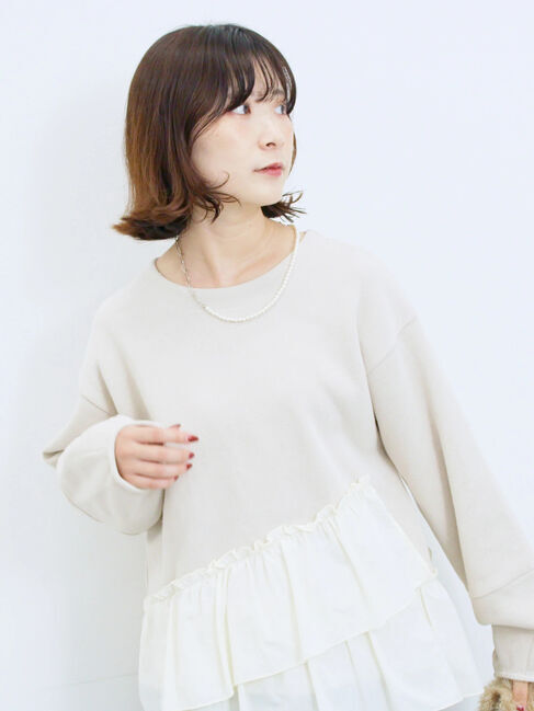 Samansa Mos2 blue「ペプラムドッキングプルオーバー」|Tシャツ・カットソー|