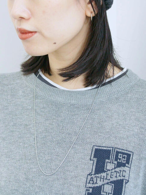 Samansa Mos2 blue「アソートロゴジャガードニットプルオーバー」|ニット・セーター|