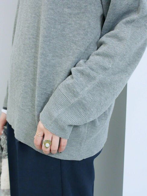 Samansa Mos2 blue「アソートロゴジャガードニットプルオーバー」|ニット・セーター|