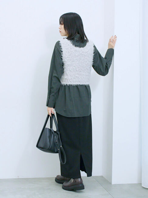 Samansa Mos2 blue「◎マットサテンタックシャツ」|シャツ・ブラウス|