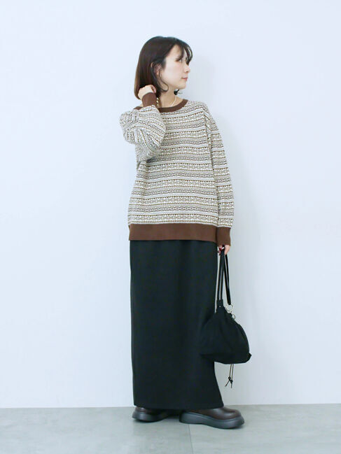 Samansa Mos2 blue「もちもちジャガードニットプルオーバー」|ニット・セーター|