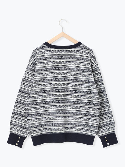 Samansa Mos2 blue「もちもちジャガードニットプルオーバー」|ニット・セーター|