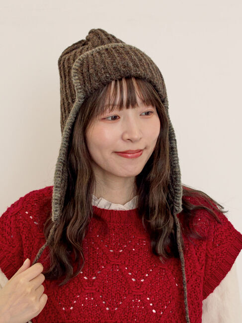 Samansa Mos2「配色ステッチニットフライトキャップ」|その他|