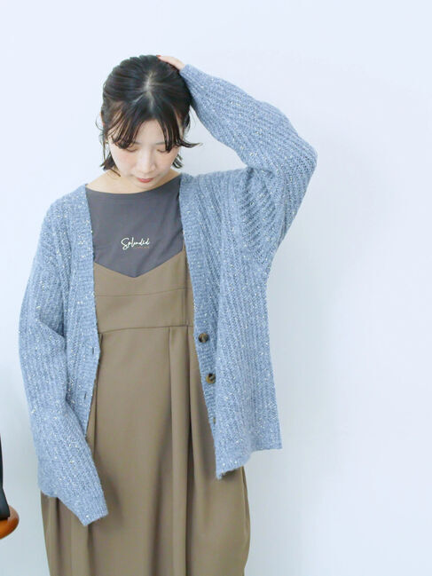 Samansa Mos2 blue「ワンポイント刺繍プルオーバー」|Tシャツ・カットソー|