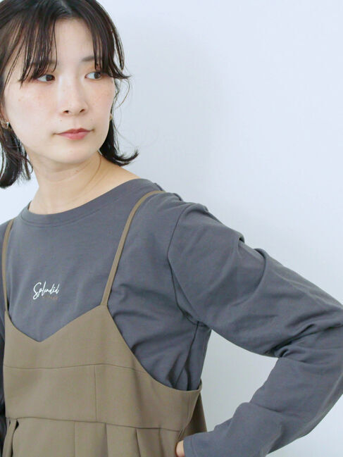 Samansa Mos2 blue「ワンポイント刺繍プルオーバー」|Tシャツ・カットソー|