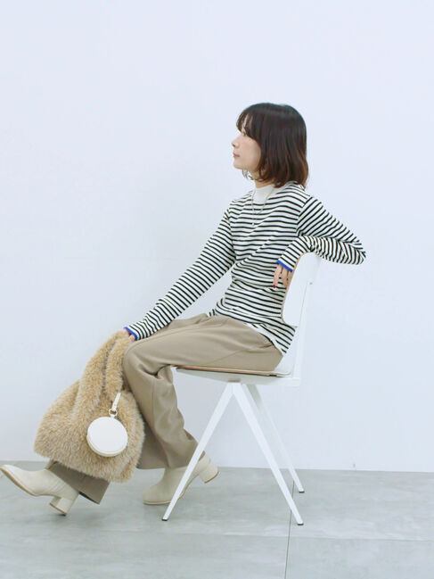 Samansa Mos2 blue「【Hug knit】リブハイネックプルオーバー」|ニット・セーター|