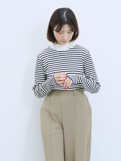 Samansa Mos2 blue「【Hug knit】リブハイネックプルオーバー」|ニット・セーター|