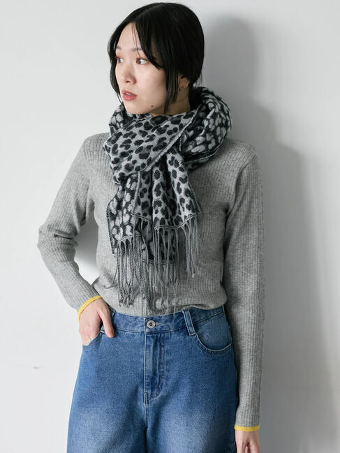 Samansa Mos2 blue「【Hug knit】リブハイネックプルオーバー」|ニット・セーター|