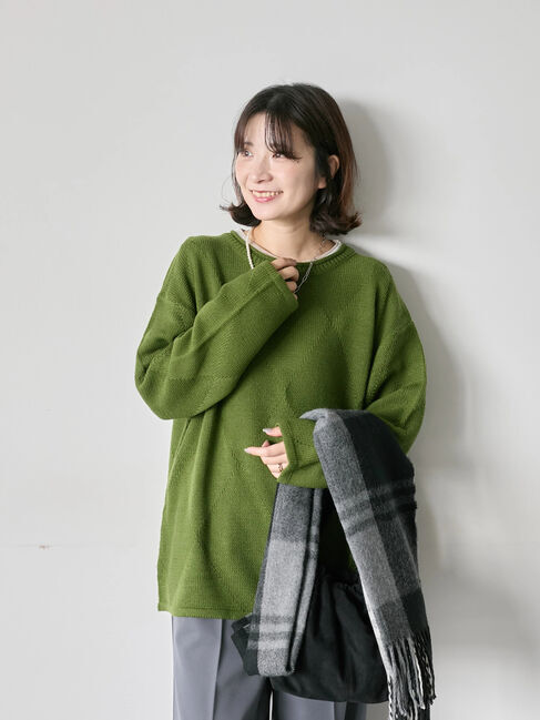 Samansa Mos2 blue「◎スクエア編みニット」|ニット・セーター|グリーン