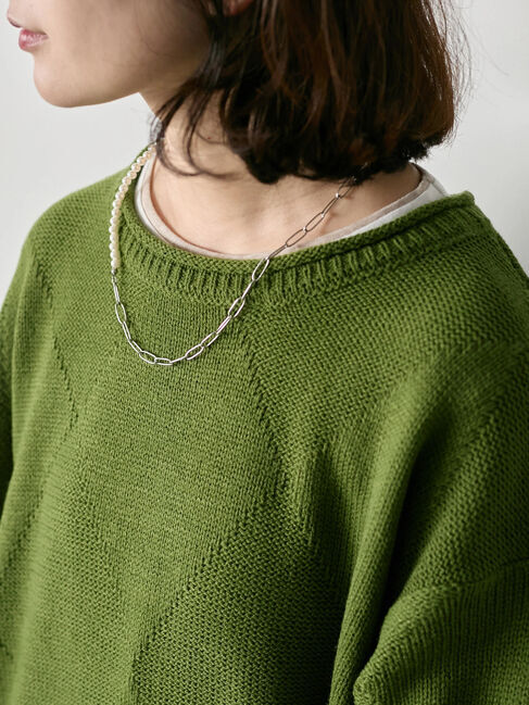 Samansa Mos2 blue「◎スクエア編みニット」|ニット・セーター|