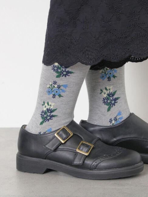 Samansa Mos2「フラワーラインタイツ」|ソックス|グレー