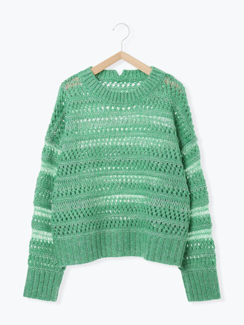 Samansa Mos2 blue「透かし柄ニットプルオーバー」|ニット・セーター|