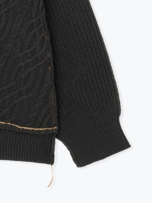 Samansa Mos2「ケーブルパッチワークステッチプルオーバー」|ニット・セーター|